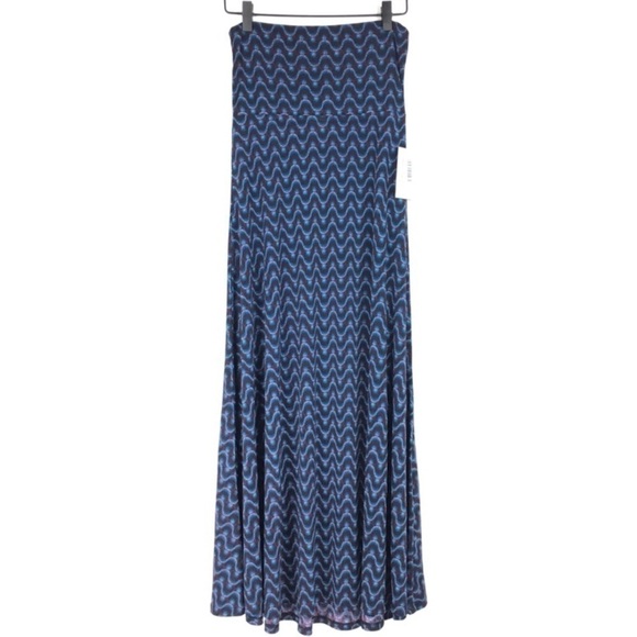 LULAROE Maxi Skirt Retro Mod Geo 60s 70s Disco Burgundy Blue Black Size XXS NWT - Picture 2 of 11